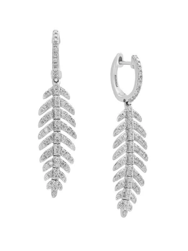 Effy PavÃ© Classica 0.89 TCW Diamond and 14K White Gold Drop Earrings 1
