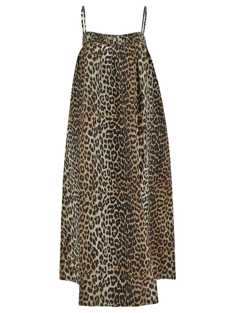 Ganni Leopard Midi Strap Dress 1