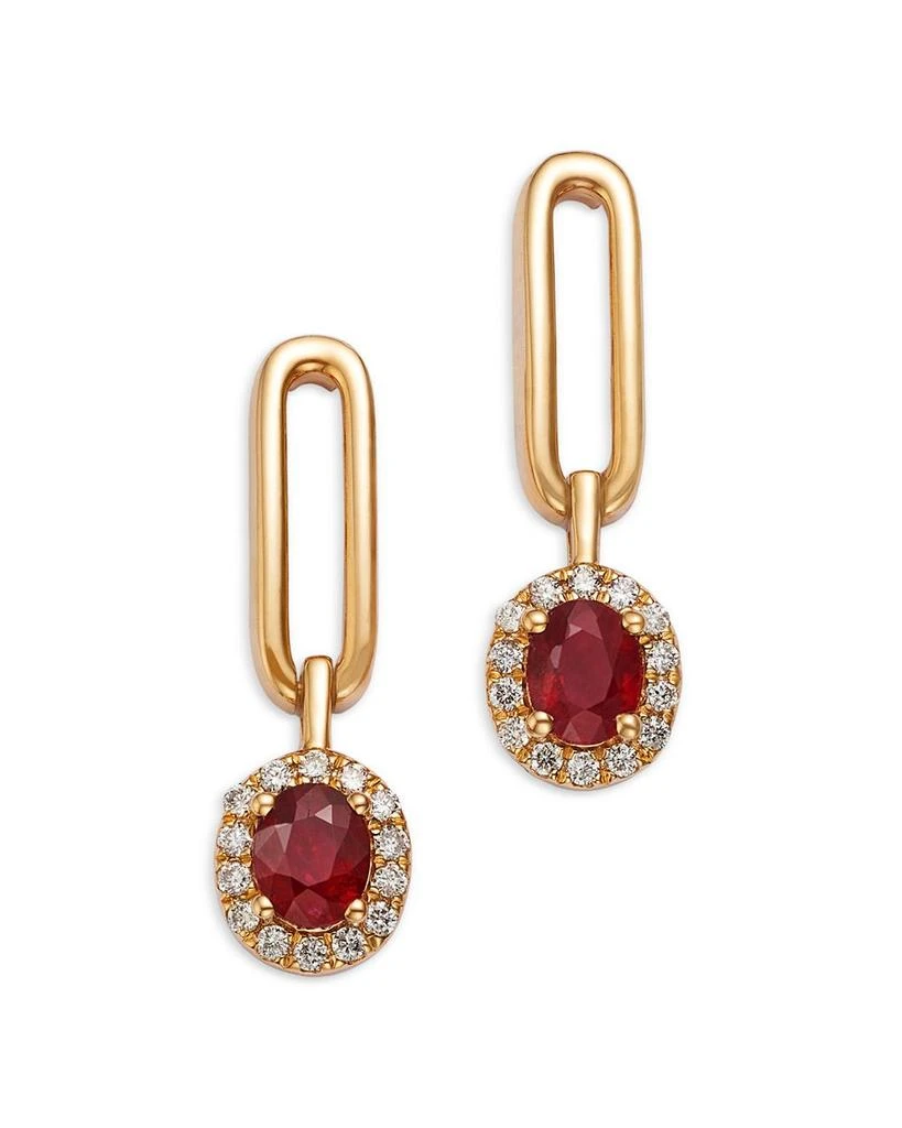 Bloomingdale
s Ruby 
Diamond Halo Drop Earrings in 14K Yellow Gold 1