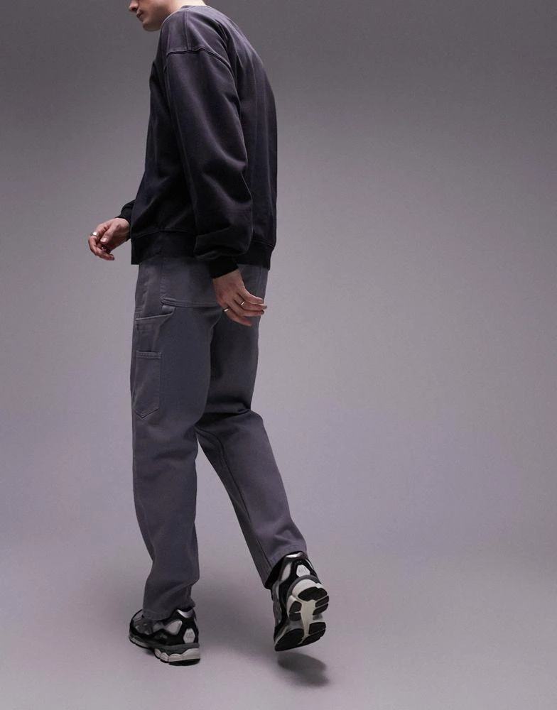 Topman Topman loose carpenter trousers in grey 3