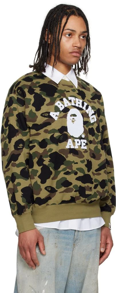 Bape Green 1st Camo Jacquard College Sweatshirt 2