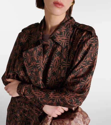 Dries Van Noten Printed silk satin trench coat 4