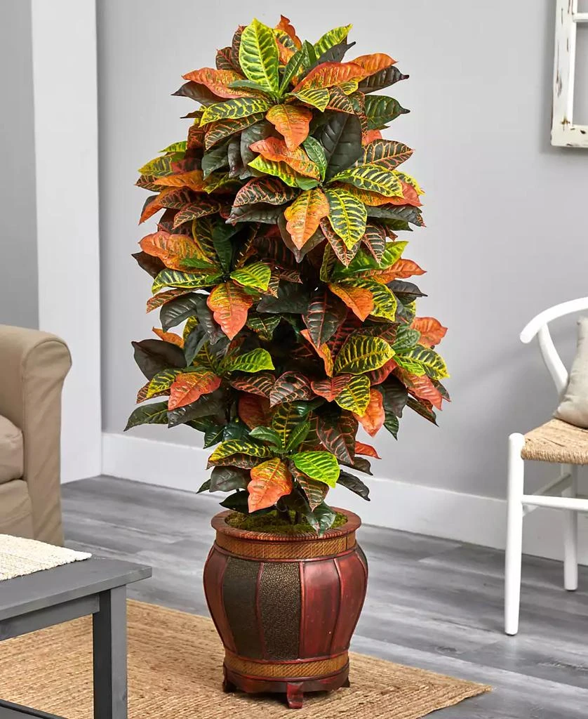 NEARLY NATURAL 5.5
 Croton Artificial Plant in Decorative Planter - Real Touch 2