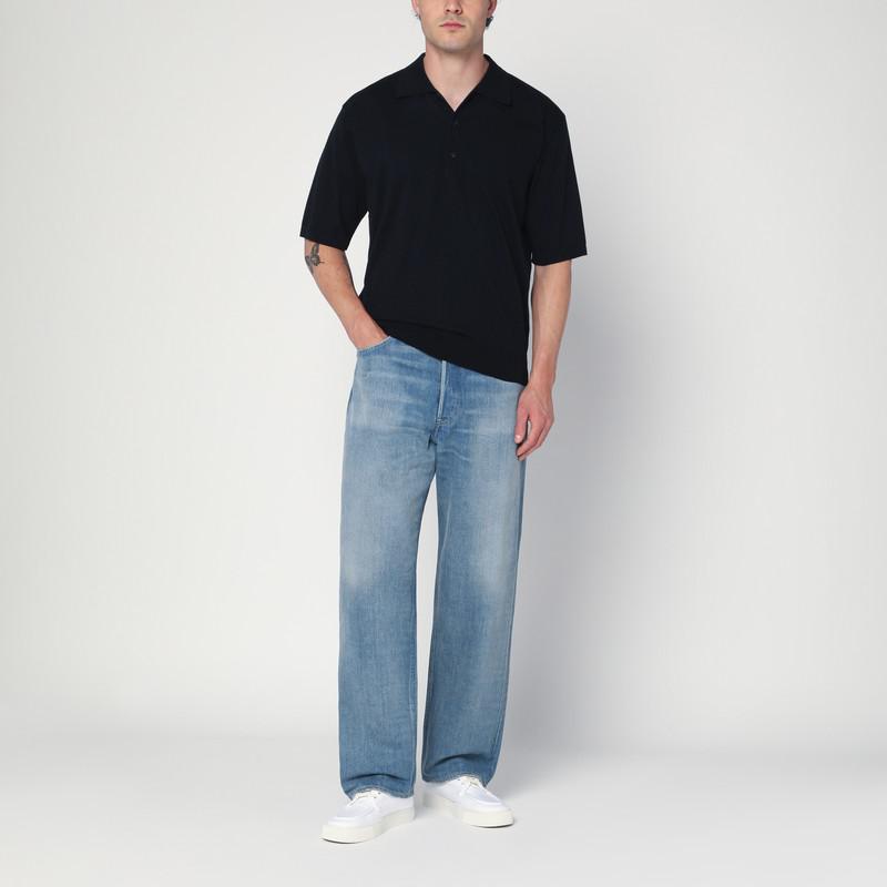 AURALEE Navy blue cotton polo