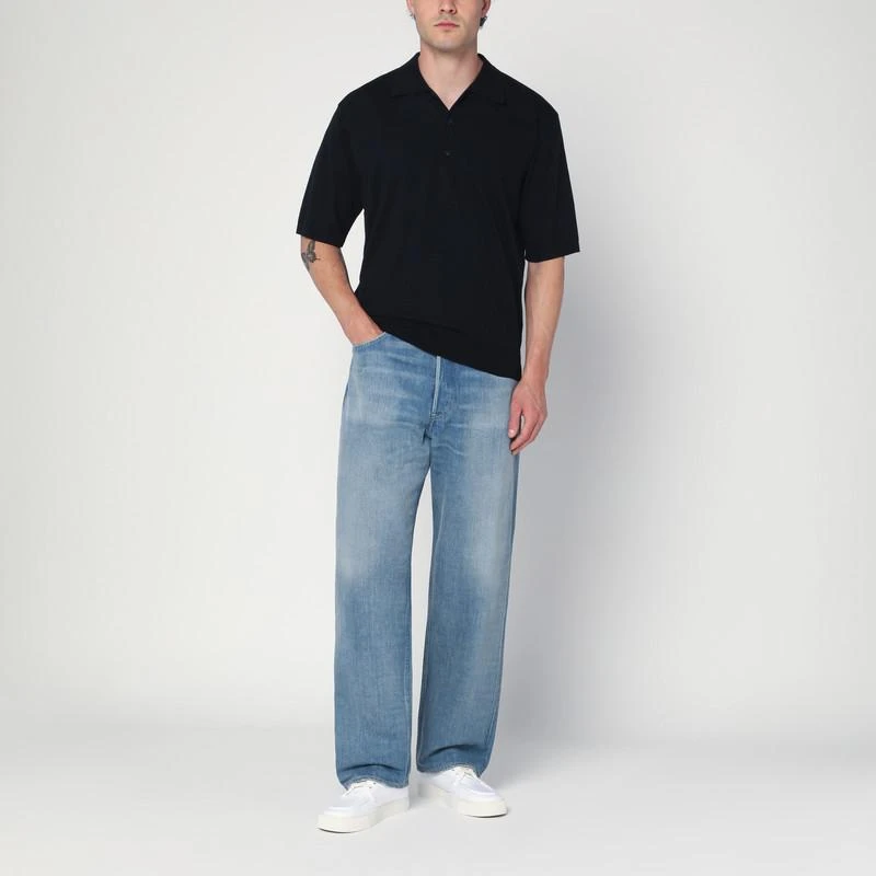 AURALEE Navy blue cotton polo 2