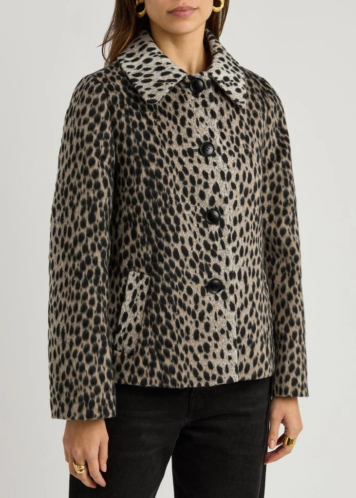 Rixo Tommie leopard-intarsia brushed-knit jacket 2