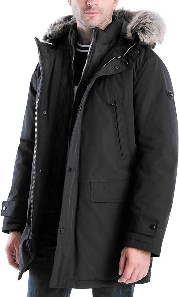 Michael Kors Men
s MMK791896 Heavyweight Hooded Snorkel Parka Coat with Bib 2