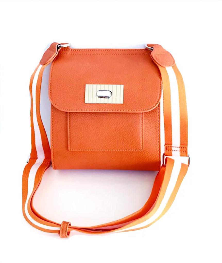SONDRA ROBERTS Pebbled Vegan Leather Mini Crossbody In Orange