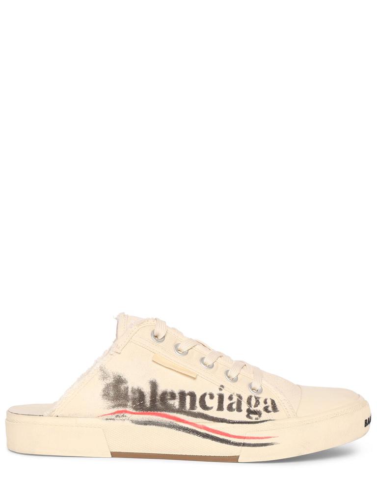 BALENCIAGA 20mm Political Logo Cotton Mules
