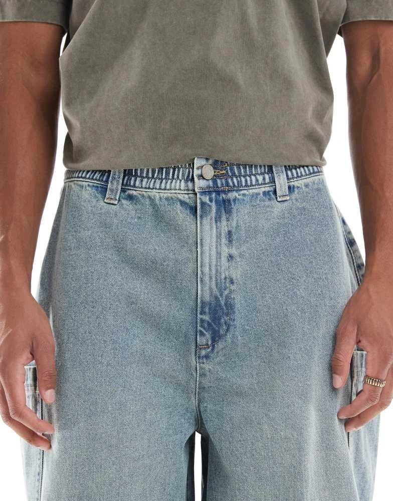ASOS ASOS DESIGN oversized baggy jeans in bleach wash with tint and cargo pockets 4