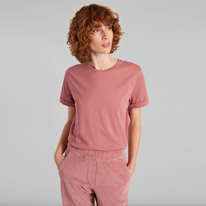 L'Exception Paris Rolled up sleeves t-shirt Dark rose L'EXCEPTION PARIS