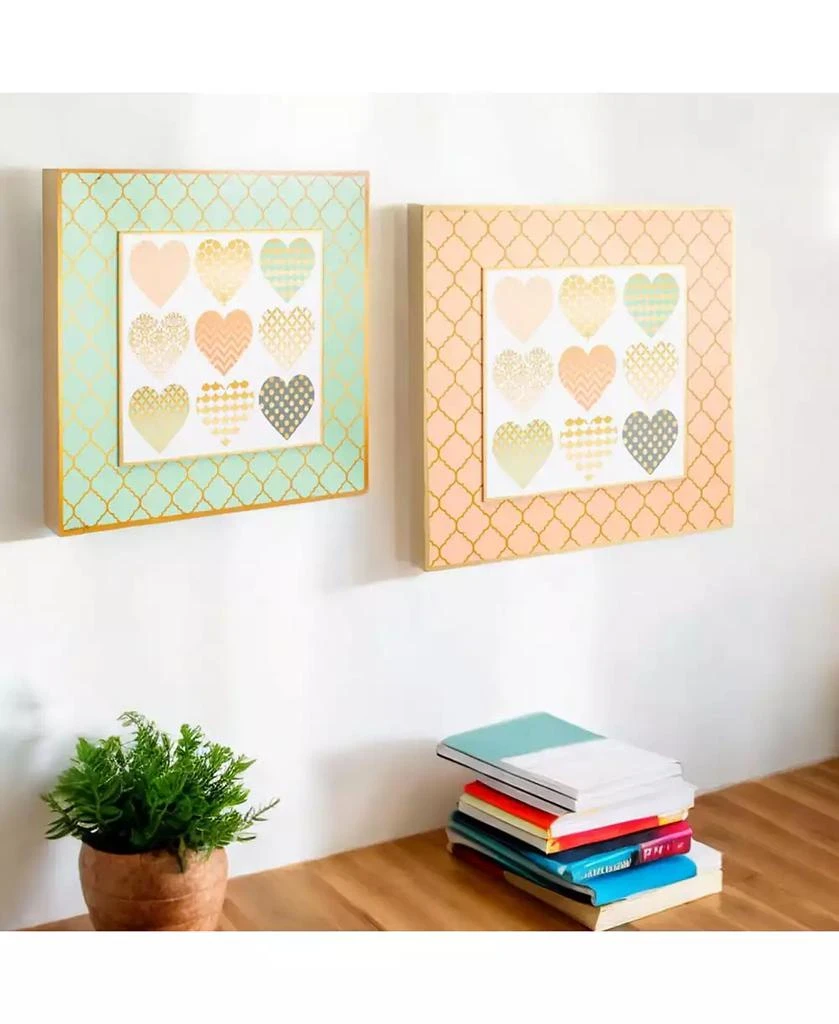 Slickblue Heart Pattern Wall Plaques with Gold Accents - Set of 2 - Home Decor 2