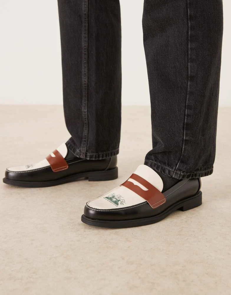 ASOS ASOS DESIGN three tone penny loafers with text graphic