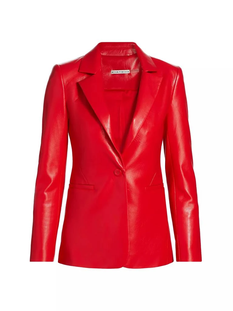 Alice + Olivia Macey Faux-Leather Fitted Blazer 1
