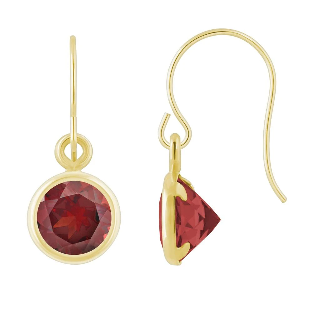Glistening Jewels 10K Gold 5mm Round Garnet Drop Earrings