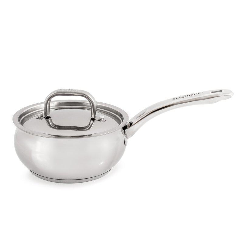 BergHOFF Essentials Belly Shape 18/10 Stainless Steel 6.25" Sauce Pan With Stainless Steel Lid 1.5Qt.