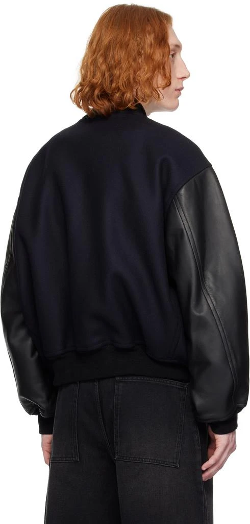 Studio Nicholson Navy & Black Alph Leather Bomber Jacket 2