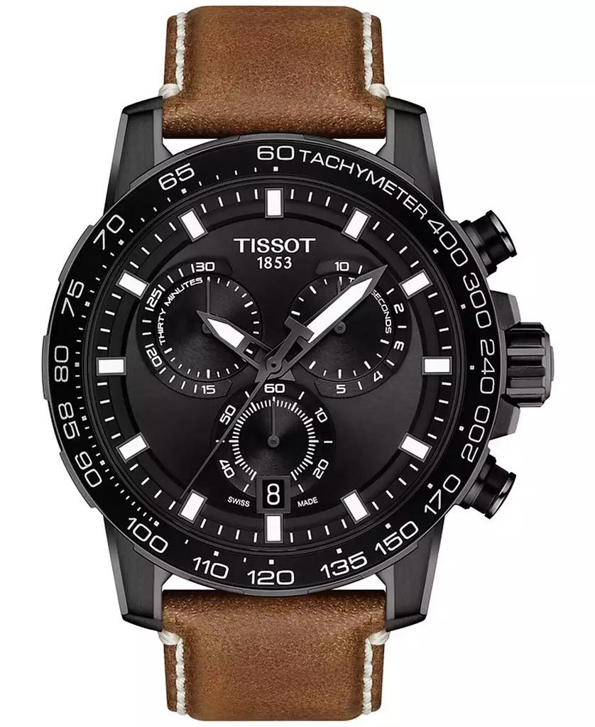 Tissot Men's Swiss Chronograph Supersport T-Sport Brown Leather Strap Watch 46mm