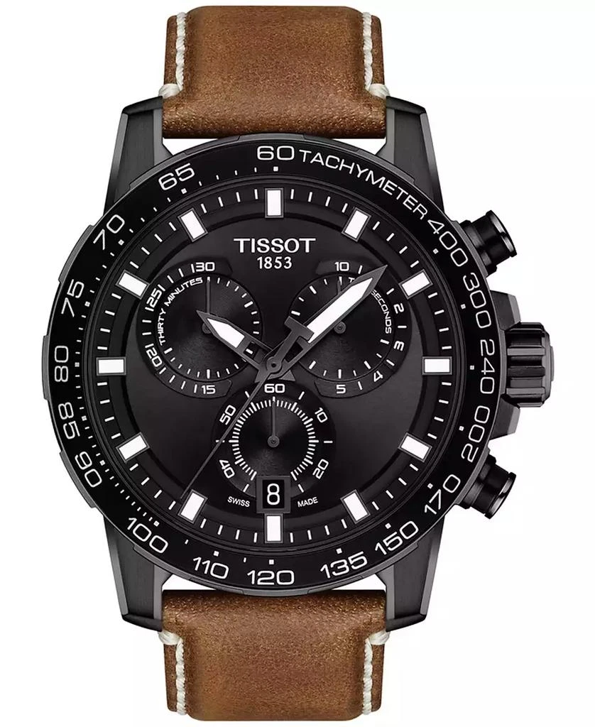Tissot Men's Swiss Chronograph Supersport T-Sport Brown Leather Strap Watch 46mm 1