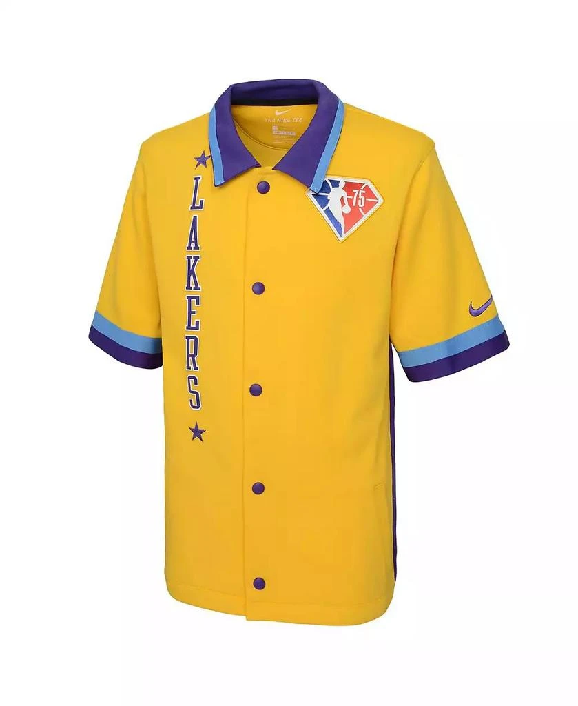 NIKE Big Boys Gold Los Angeles Lakers 2021/22 City Edition Therma Flex Short Sleeve Collar Jacket 3