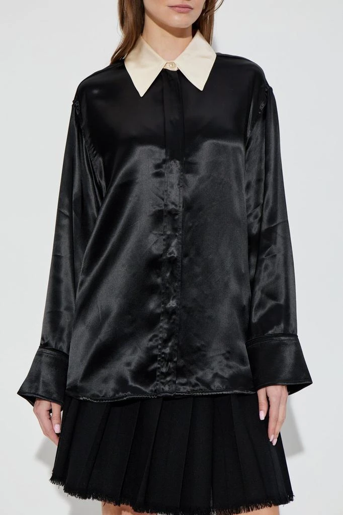 Jil Sander Jil Sander Contrast Collar Long-sleeved Satin Shirt 2