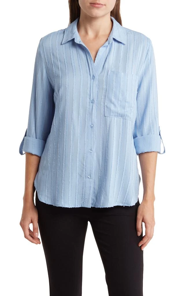 COMO VINTAGE Striped Long Sleeve Tunic Shirt 1
