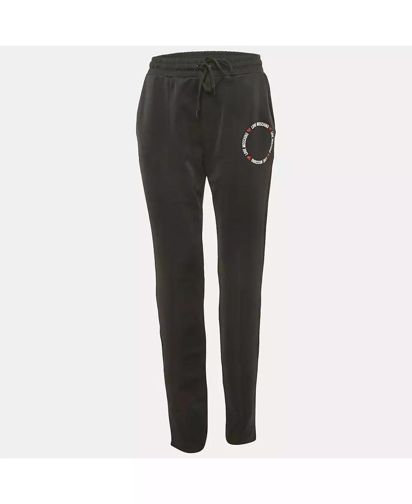 Pre-Owned Love Moschino Women's Black Logo Printed Jersey Track Pants