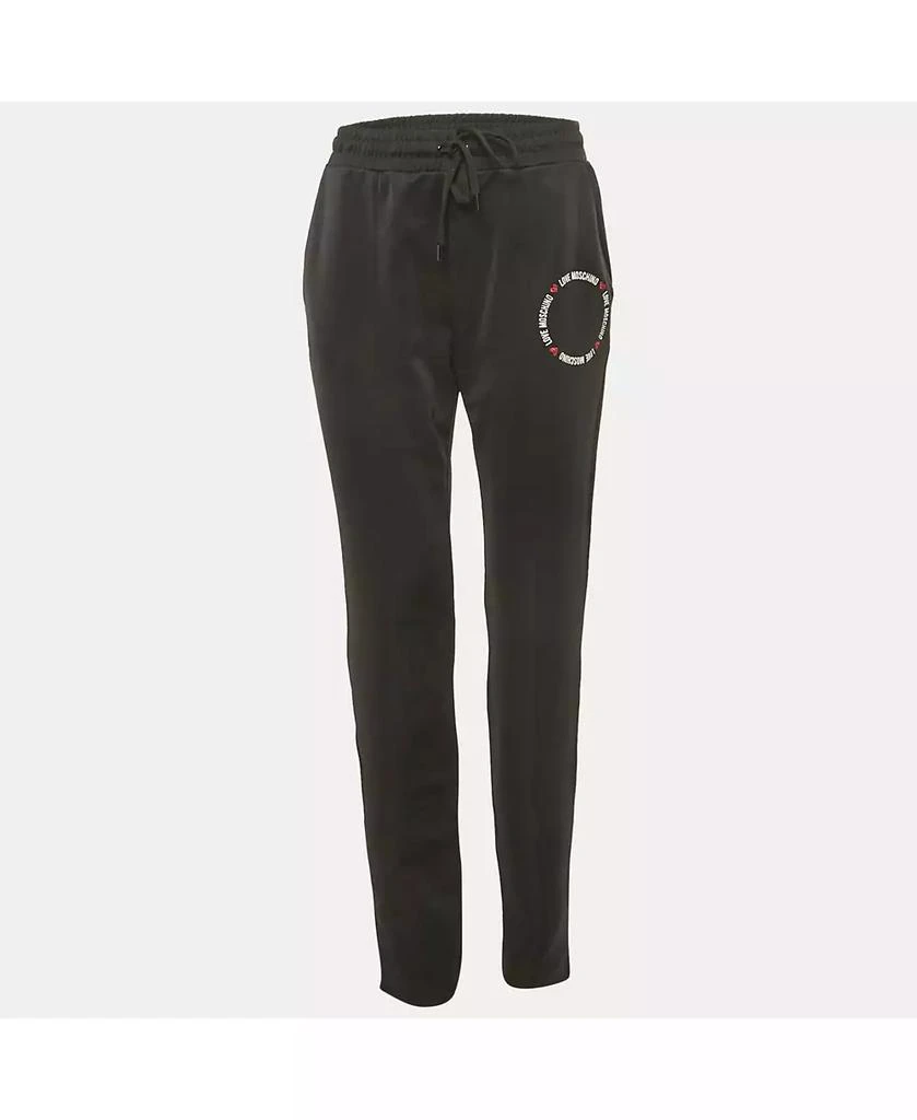 Pre-Owned Love Moschino Women's Black Logo Printed Jersey Track Pants 1