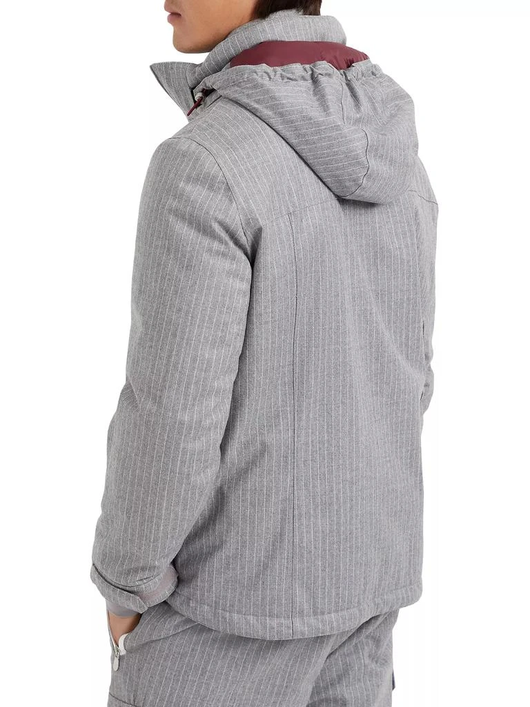 Brunello Cucinelli Bonded Narrow Chalk Stripe Virgin Wool Flannel Mountain Parka with Thermore Padding 3