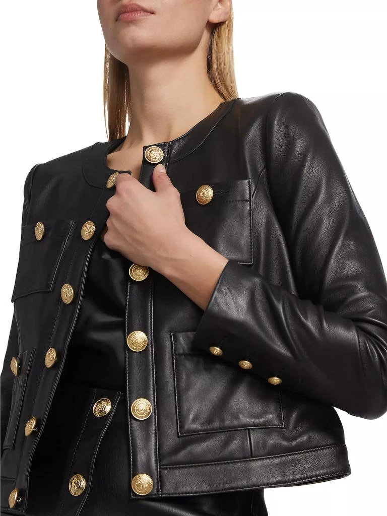 L'Agence Jayde Collarless Leather Jacket 6