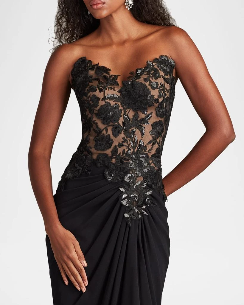 periwinkle dress lace Ellie Wilde EW36209 Glitter Lace Long Formal A Line High Slit Prom Dress main image 1