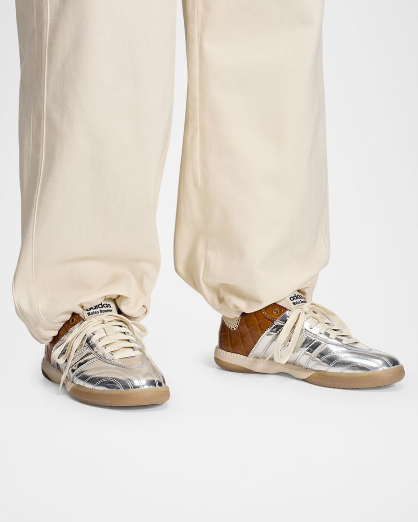 Adidas x Wales Bonner Men's Samba Metallic Croc-Effect Low-Top Sneakers