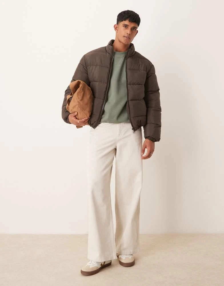 New Look New Look padded puffer jacket in dark brown 1