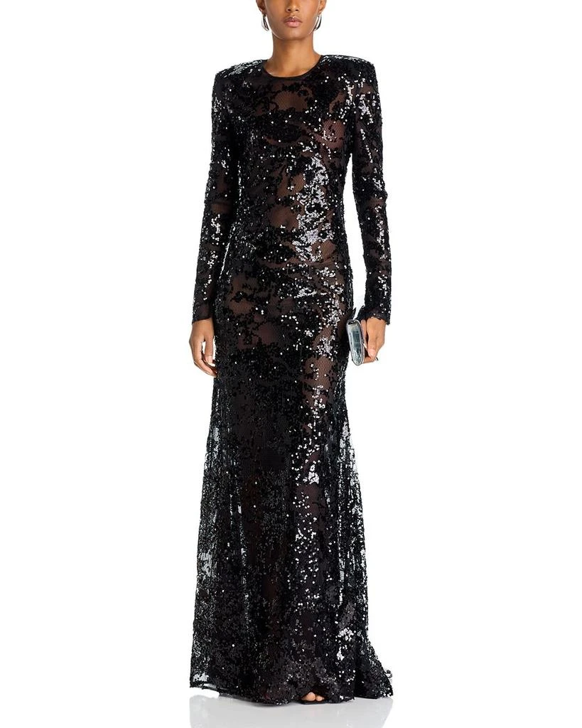 Victoria Beckham Sequin Long Sleeve Gown 3
