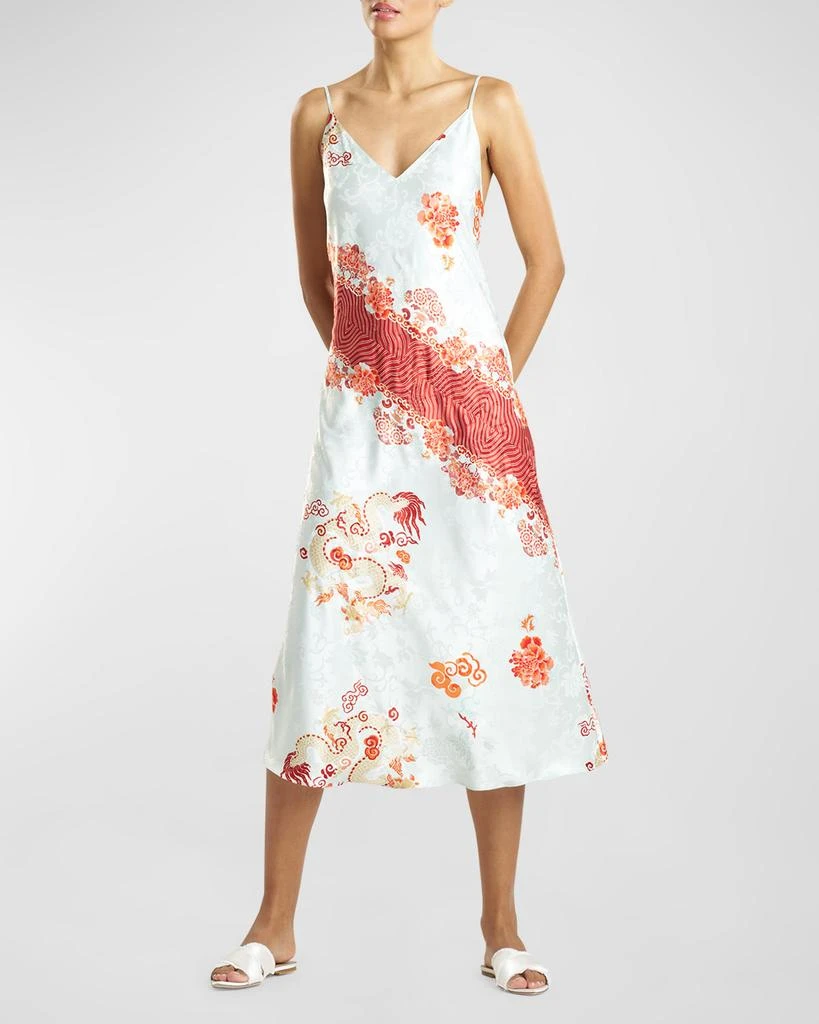 Natori Sleeveless Dragon Jacquard Satin Nightgown 1