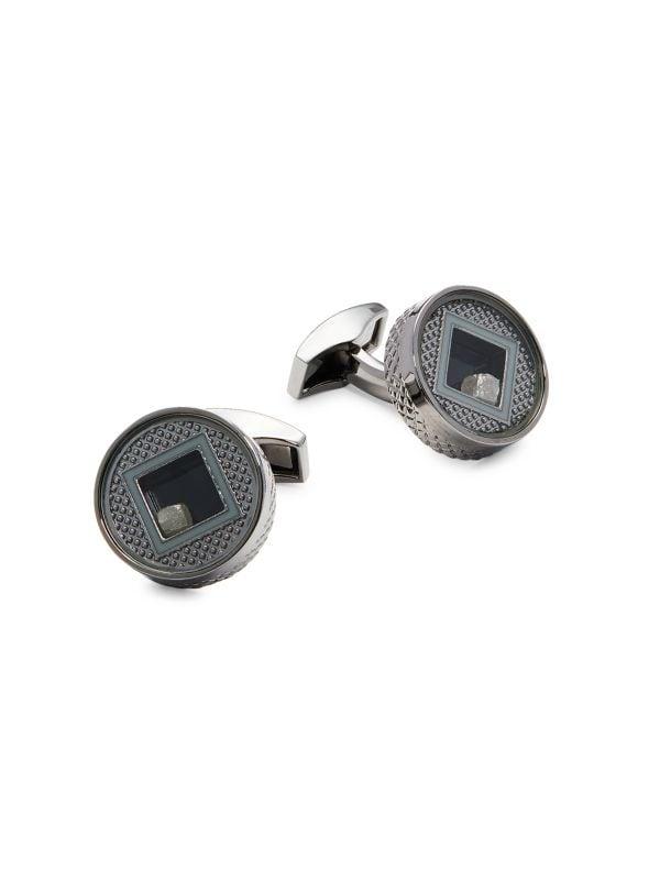 Tateossian Rt Gunmetal Plated & Diamond Cube Cufflinks