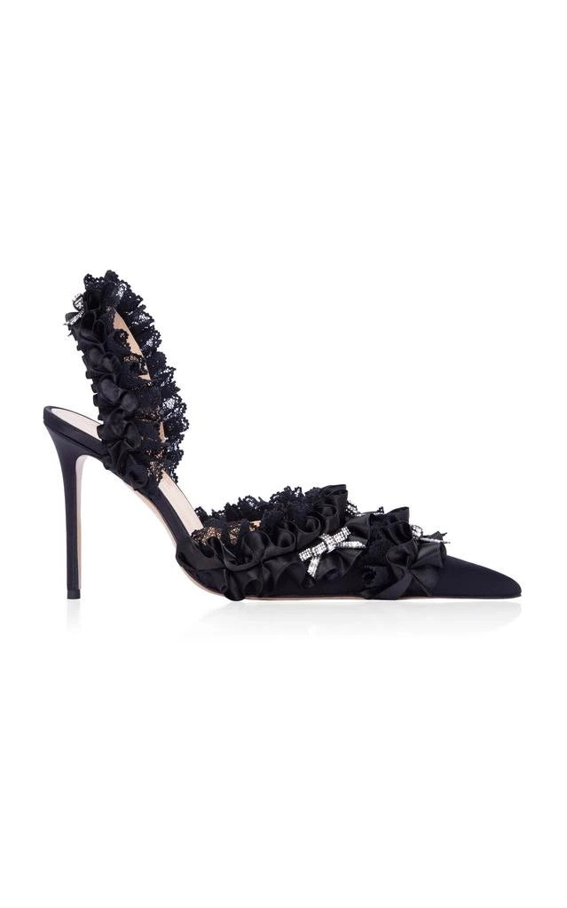 Mach & Mach Mach & Mach - Beauty of Antoinette Silk Slingback Pumps - Black - IT 37.5 - Moda Operandi 1