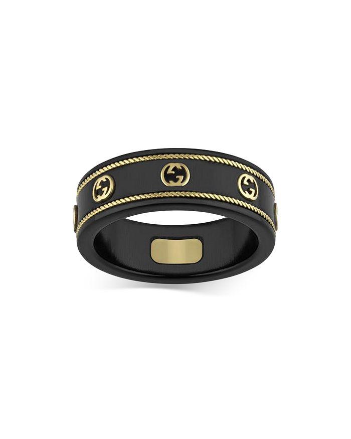 Gucci 18K Yellow Gold & Corindum Icon Logo Band