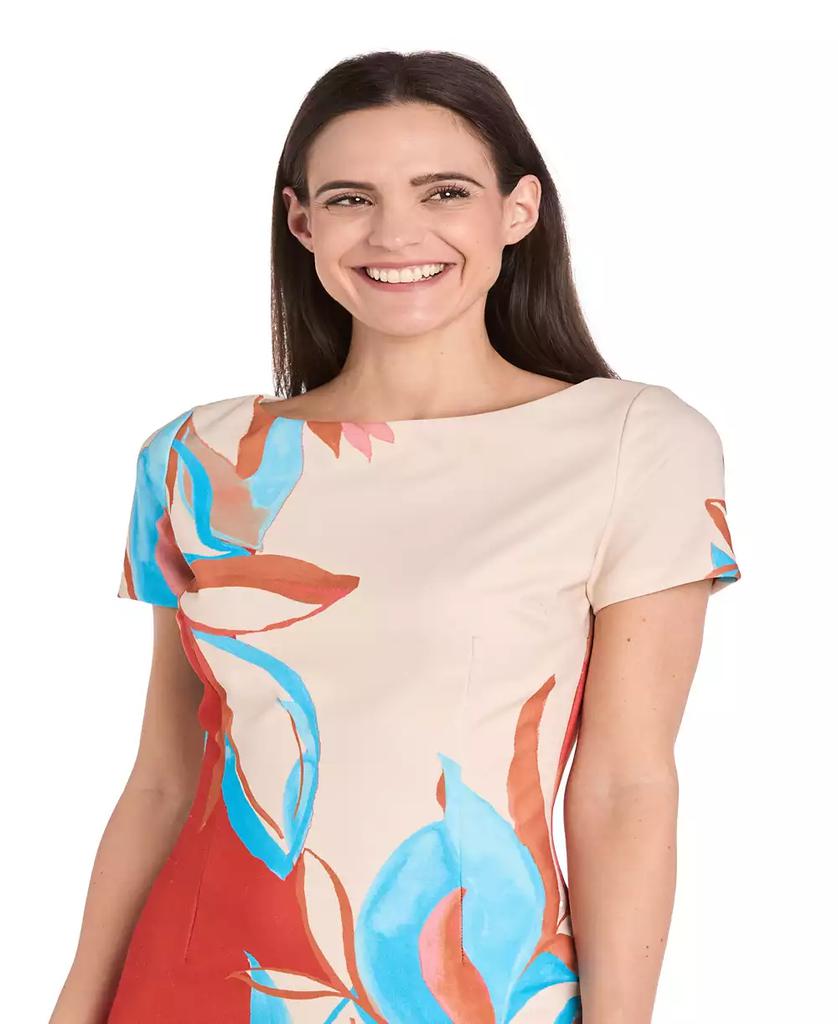 R & M Richards R & M Richard Petite Colorblocked Placement-Print Sheath Dress
