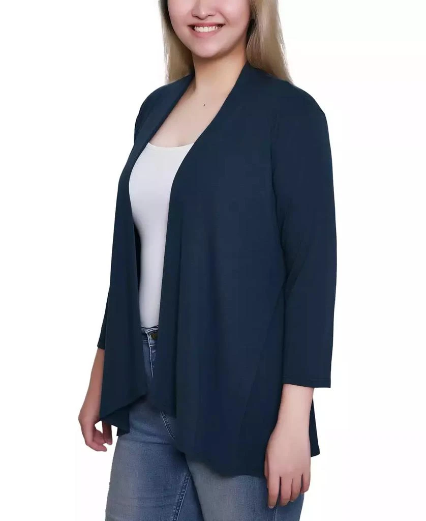 NY Collection Women's Solid 3/4 Sleeve Cardigan Sweater 3