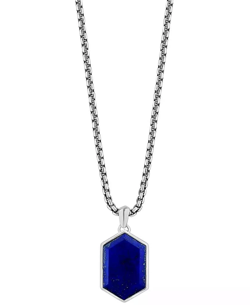 Effy EFFY® Men's Lapis Lazuli Hexagon 22" Pendant Necklace in Sterling Silver 3
