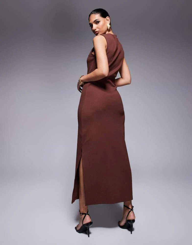Shop ASOS DESIGN rib knitted midi dress with hardware detail in chocolate  on Sale at BeyondStyle  Get 70% Off ASOS DESIGN rib knitted midi dress  with hardware detail in chocolate with