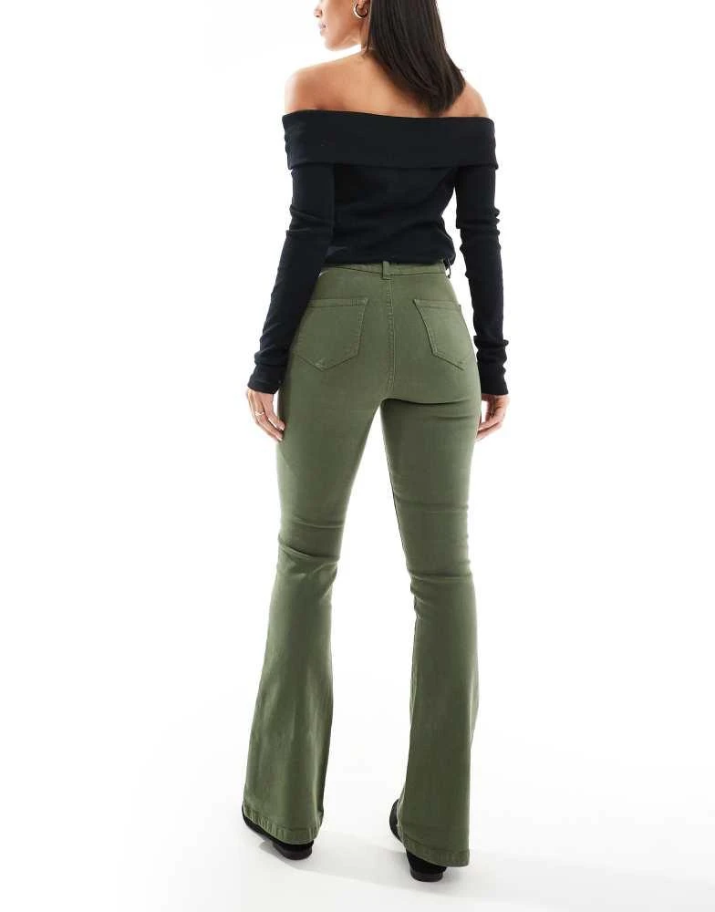 Don't Think Twice DTT Bianca high waist flared jeans in khaki 3