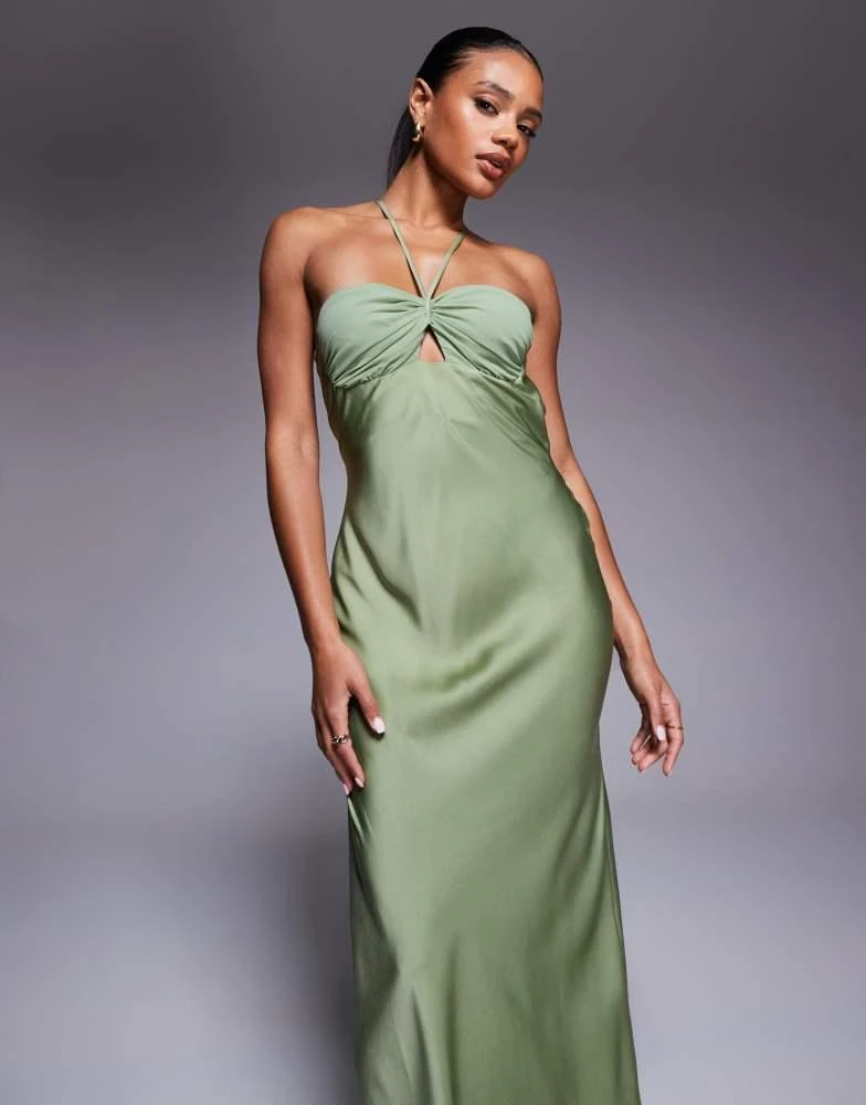 slim fit dress slacks Green 1940s Contrast Shirt Collar Dress main image 1