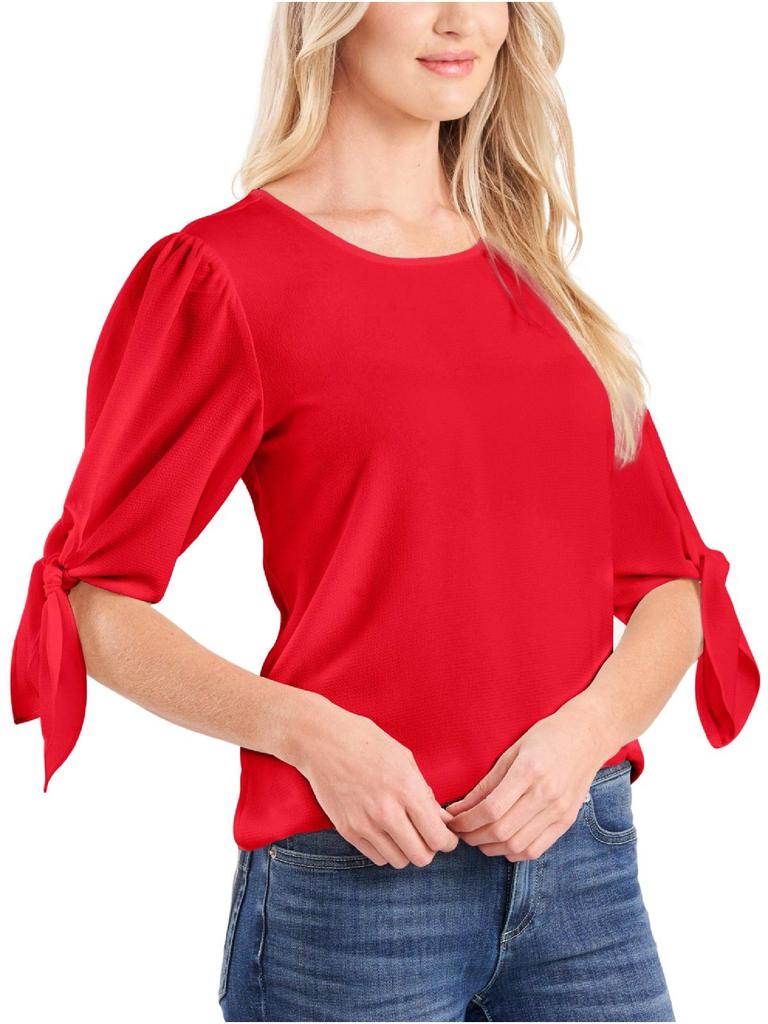 CeCe Womens Side Slit Puff Sleeve Blouse