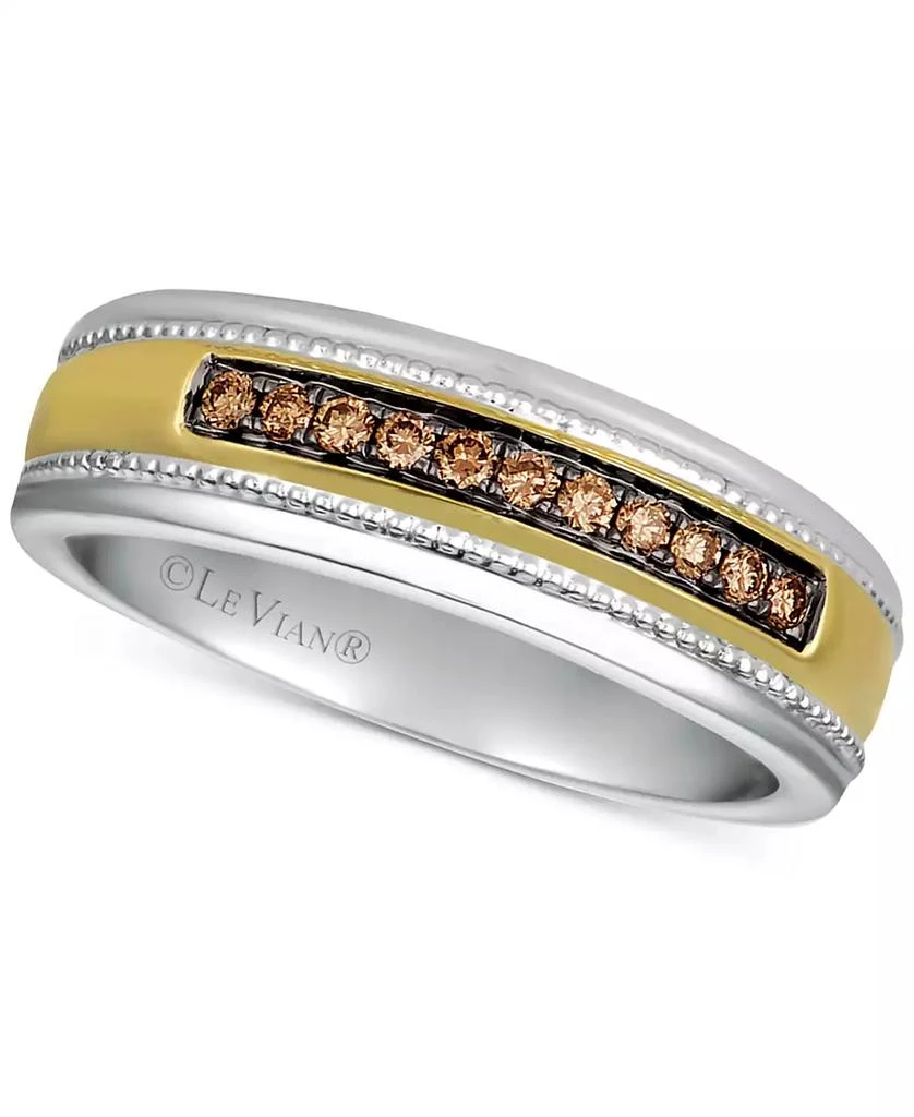 Le Vian Men's Diamond Two-Tone Ring (1/5 ct. t.w.) in 14k Gold & White Gold 1