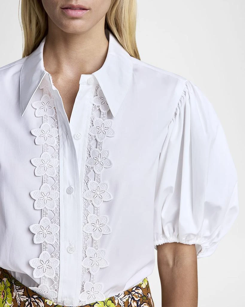 Smythe Embroidered Puff-Sleeve Poplin Shirt 4