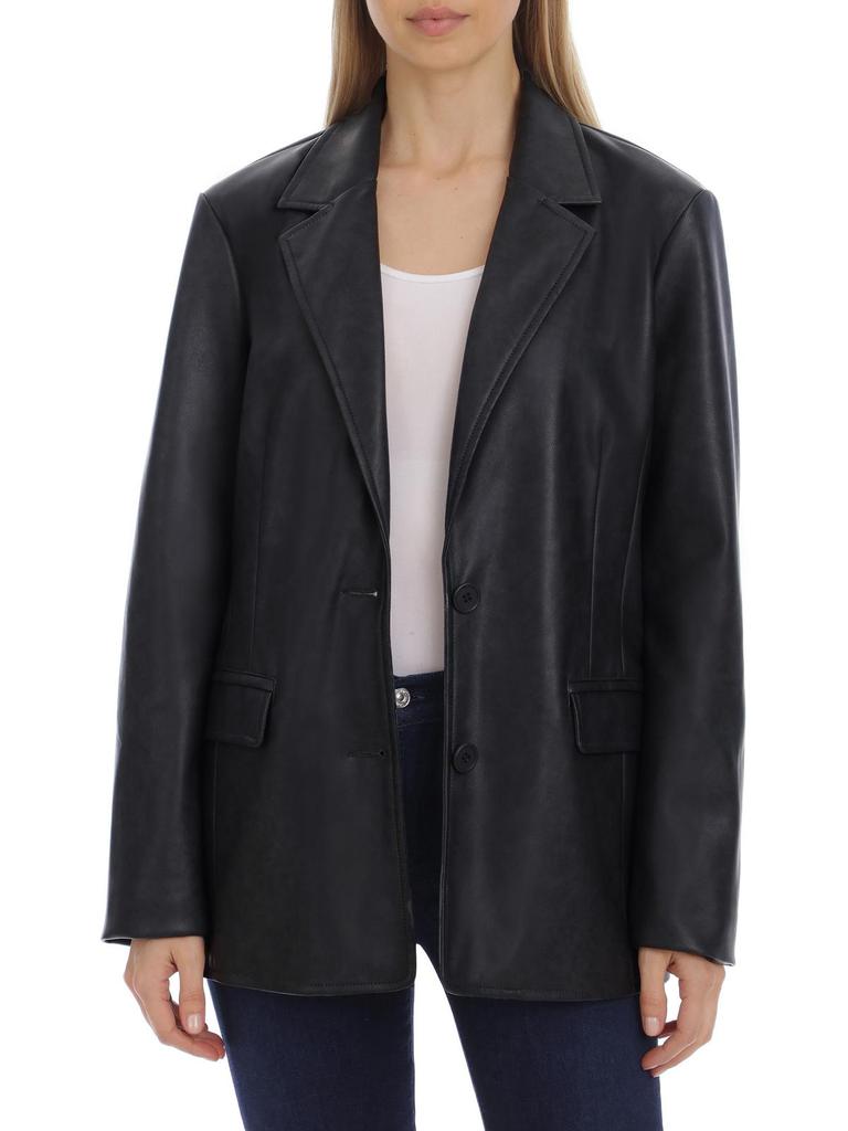 Avec Les Filles Womens Faux Leather Cold Weather Shirt Jacket