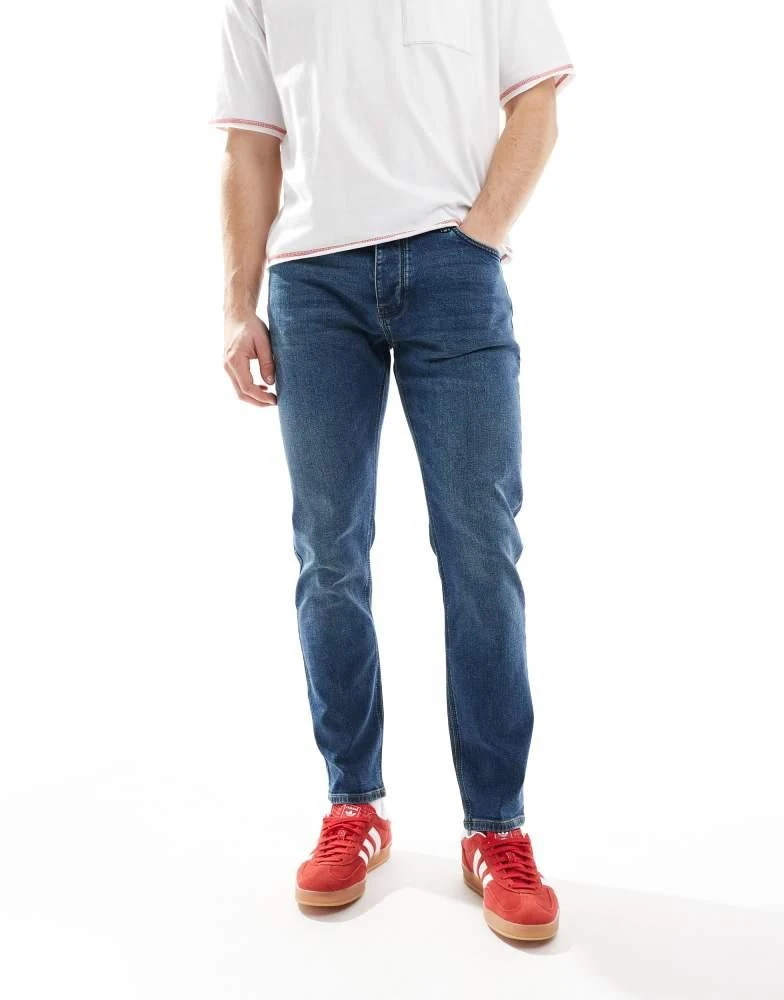 French Connection Mens French Connection slim fit jeans in dark blue wash 1