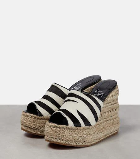 Christian Louboutin Ariella zebra-print calf hair espadrille wedges 5